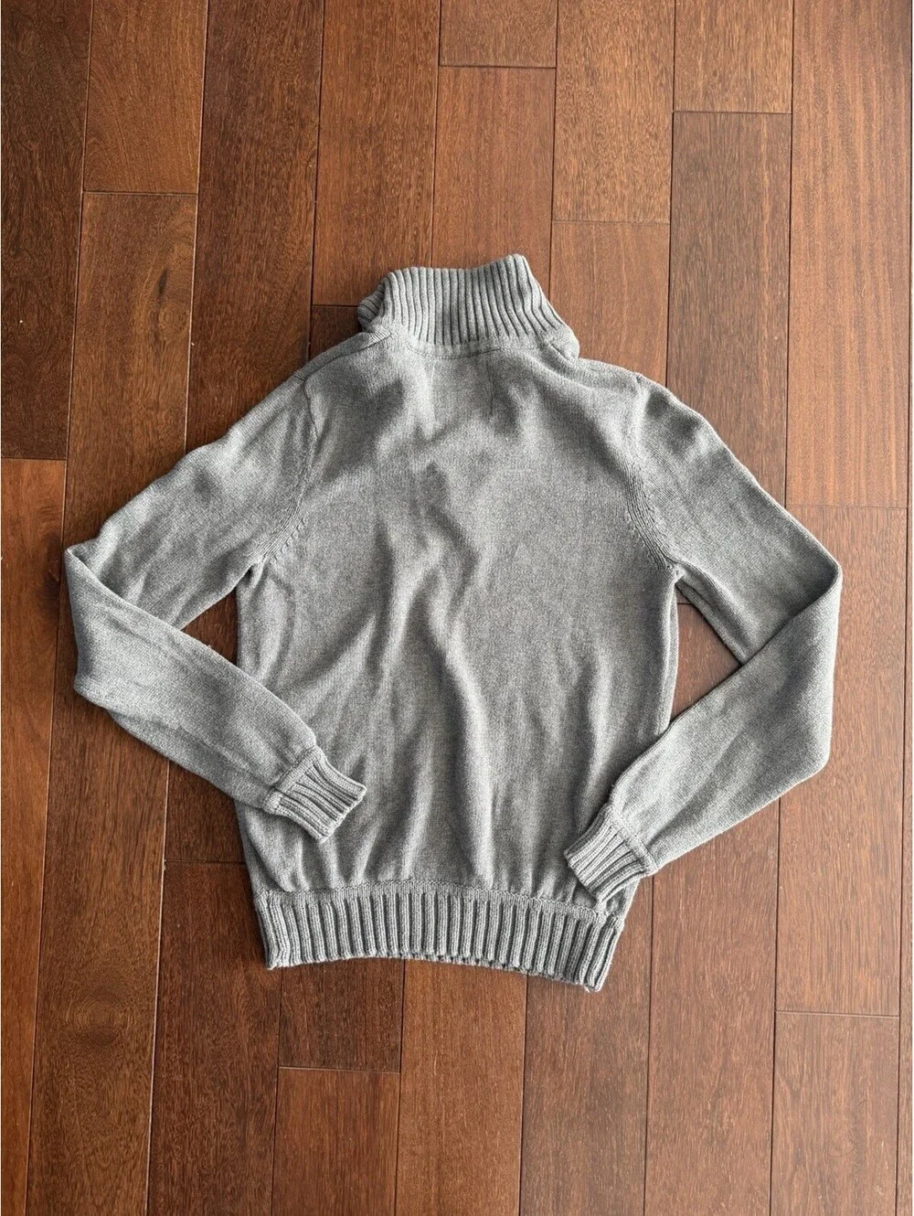 Aéropostale Men’s Gray 1/4 Zip Sweater Medium Ribbed Mock Neck Pullover Preppy ￼